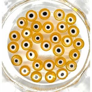 30pcs Beads for Jewelry #21729 Yellow Evil Eye Coin Beads